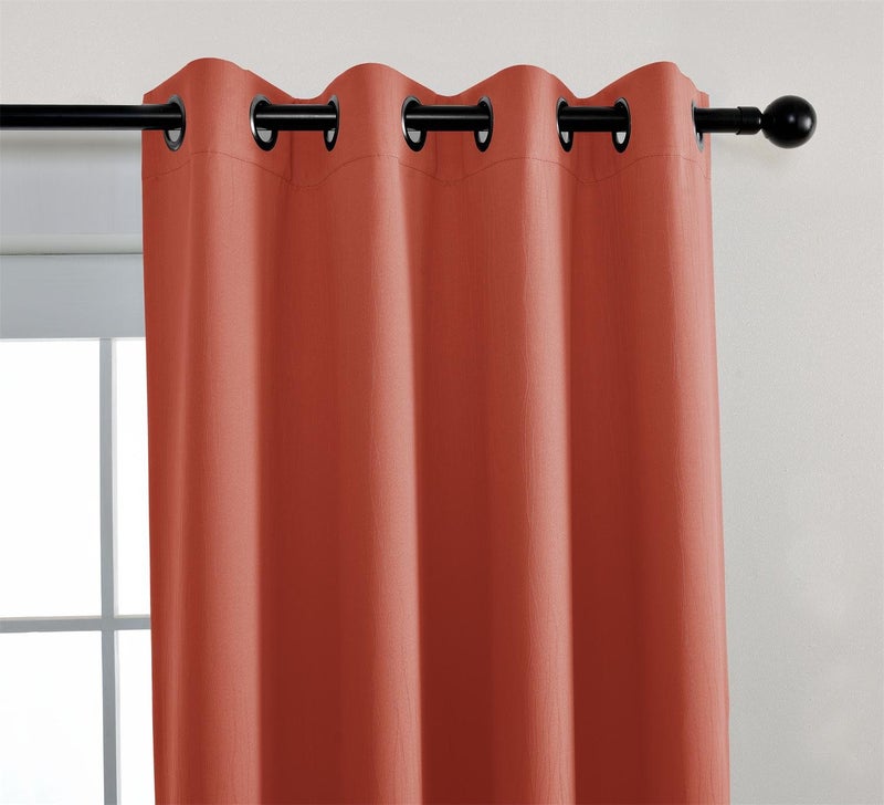 MIUCO Blackout Curtains Room Darkening Curtains Textured Grommet Panels for Living Room 2 Panels 52x63 Inch Long Rust - Image 2
